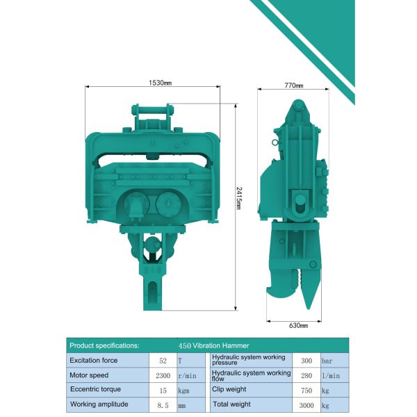 Hitachi Excavator Vibratory Pile Driver Powered By Parker Motor And SKF VA405 Bearings