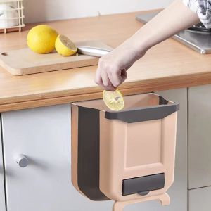 Collapsible Hang Small Plastic Garbage Can 2.4 Gallon Foldable Waste Bin for