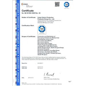 Hubei Haixin Protective Products Group Co., Ltd. Certifications