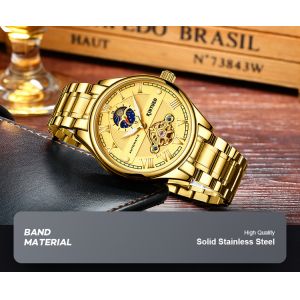 Hollow Back Automatic Mechanical Watch Gold Tourbillon Skeleton Watch