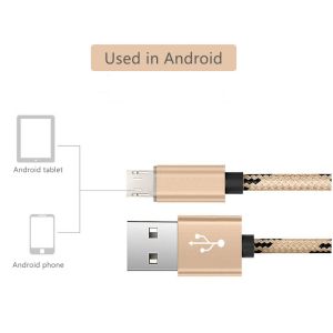 1m 3ft Fast Charging Micro USB Data Cable Nylon Braided Data Sync