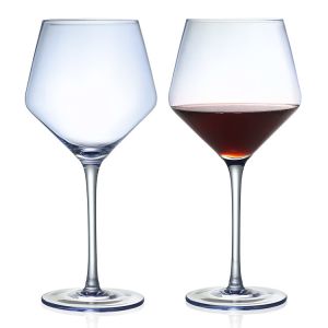 OEM Embossed Red Wine Goblets Crystal Bordeaux Wine Glasses