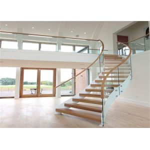 Steady Structure Building Curved Stairs , Contemporary Wooden Spiral Staircase