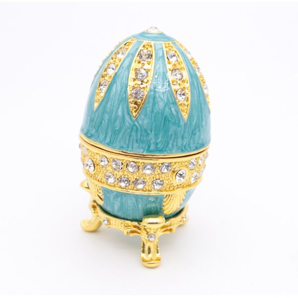 Russian Faberge Easter Egg Vintage Style Easter Egg Box Egg with Rich Enamel Sparkling Rhinestone Jewelry Trinket Box
