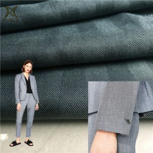 Medium Weight Black Yarn Woven Herringbone Fabric for Formal Causal Blazers 100D
