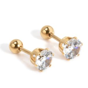 3 Colors High quality titanium steel Zircon Stud Earrings Piercing Stud Earrings