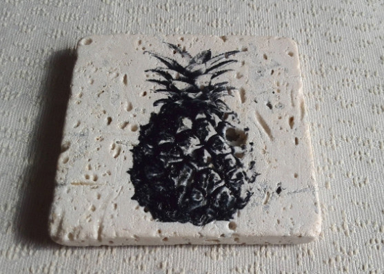 Quality Gifts Plain Stone Coasters , Travertine Square Stone Coasters 10 x 10 cm wholesale