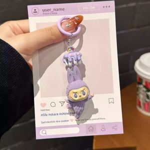 Mini Labubu Keychain Kawaii Monster Doll Bag Charm Plush Doll Accessories For