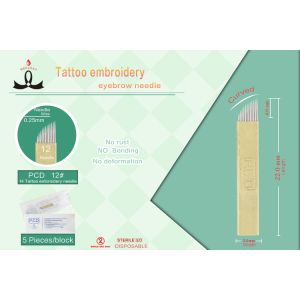 PCD #12 Curve Gold Eyebrow Needles Compact 0.5kg / Piece Aseptic Packaging