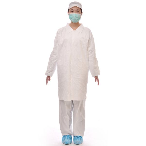 Quality Medical Protective Disposable Tyvek Lab Coat With Zipper And Elastic Cuffs for factory use wholesale