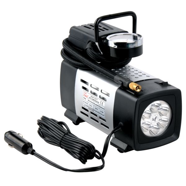 12V With light Black Metal Vehicle Air Compressor All Ride For Car Inflation