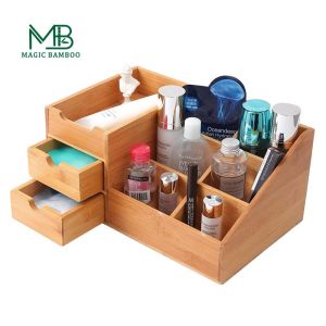 Accessories Storage Customized Logo Multi-small Space Bamboo Storage Box for