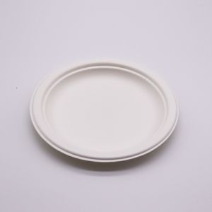 8.75 inch round white pulp biodegradable sugarcane party plates