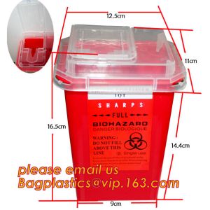 Medical plastic wall mounted bracket and holder with gloves box for 5qt sharps container and sharps bin, sharp container