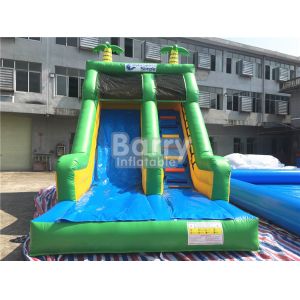 Single Lane Green Jungle Commercial Inflatable Slide Zoo Printing For Children