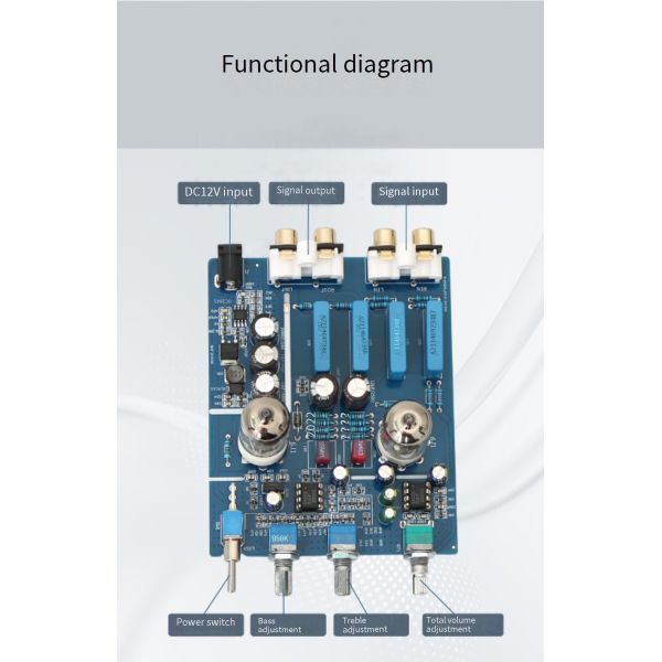 6J1 OEM ODM HIFI Audio Tube Preamplifier Board with High Low Sound Adjustment and 2.0 Channel for Home Amplifier