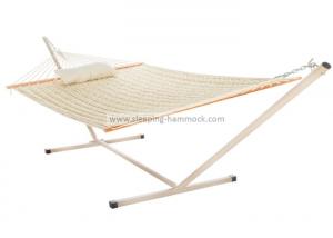 China Stylish White Printing Tropical Island  Canvas Hammock With Stand Portable Collapsible on sale