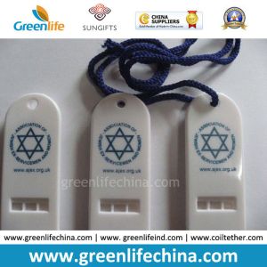 Custom Silk Screen Printing Flat Thin Whistle W/Split Key Ring