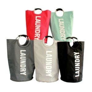 Cheap White Kids Baby Cotton Canvas Fabric Storage Bin Dirty Cloth Toys Collecting Basket Foldable Custom Laundry Bags for sale