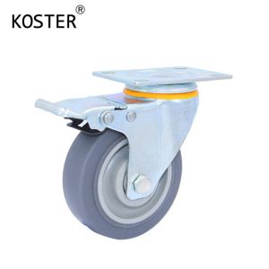 Trolley Furniture Swivel Caster Wheel with 32mm Thickness TPR Soft Grey Rubber