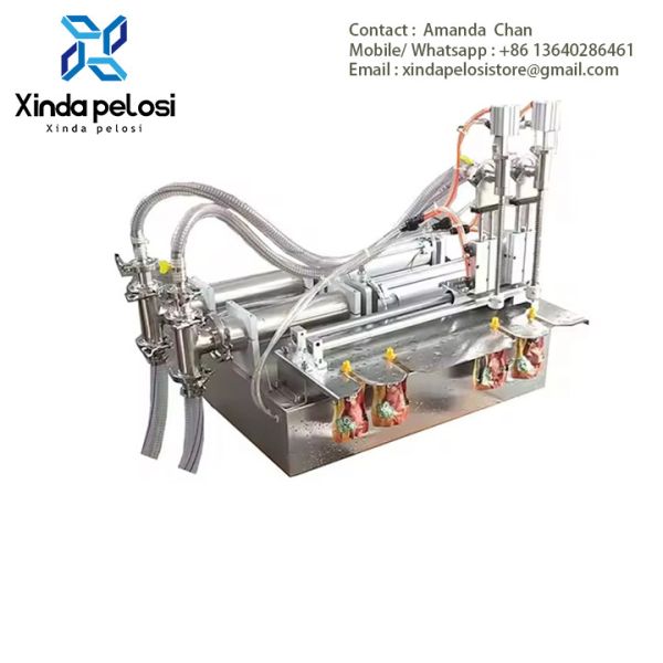 Pneumatic Liquid Double Heads Filling Machine Horizontal Piston Filling Machine