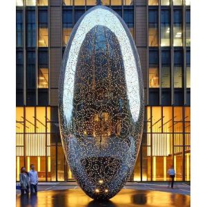 AISI316 Stainless Steel Oval Sculptures Custom Made Hollow Steel Sphere With Holes