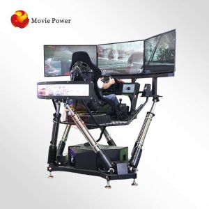 Portable 9D Virtual Reality Car Racing Simulator 6 Dof 3 Screen Cockpit 4D