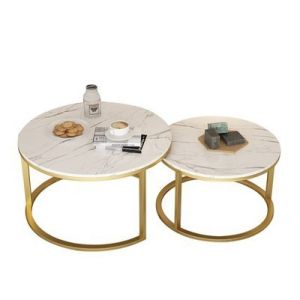 Nordic Marble Living Room Custom Made Furniture With Drawer Round Size Tea Table