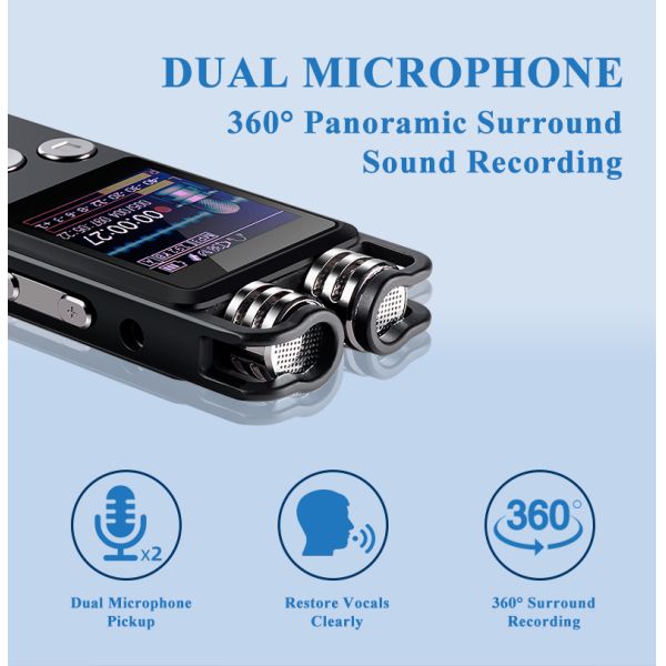 Professional Mini Audio Recorder X189 Voice Activated Digital Voice Recorder Microphones Noise Reduction Multi-language Menu