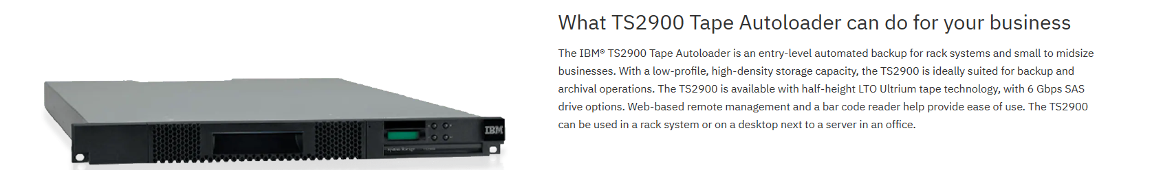 TS2900 IBM Tape Drive Library Expansion Unit For Rack Systems