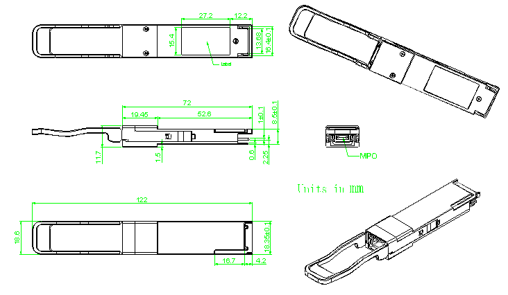 100G QSFP28 Optical Module 850nm SR4 100m Transceiver with DDM