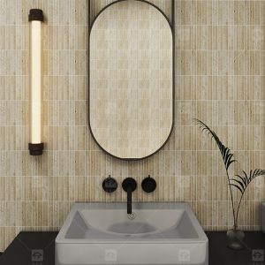 Marble Pattern 3D Arc Long Strip Mosaic Floor Wall Tile For TV Backdrop Kitchen