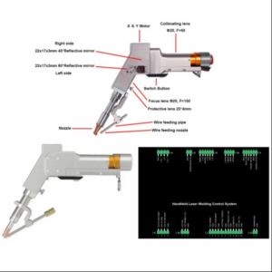Handheld Double Wobble Laser Welding Head with 60° and 45° Reflective Lenses