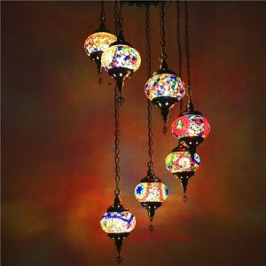Long staircase chandelier turkish Glass handmade lampshade pendant light(WH-DC