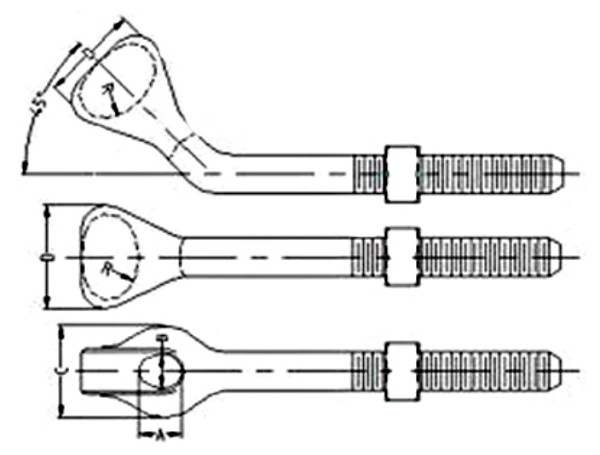 5/8 × 8 - 5/8 × 36 Electric Power Fittings Thimble Eye Bolt