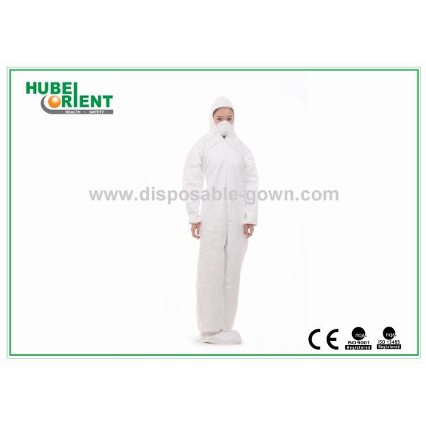 Blue Breathable Disposable Tyvek Coveralls With hood For Lab Room Or Hospitals