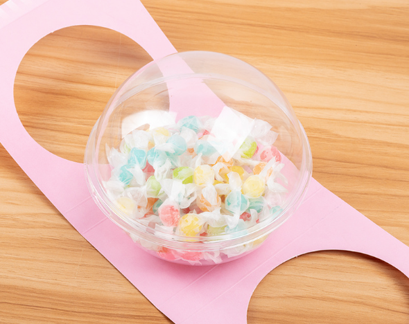 Sweet Delights 700ml Mousse Ball Containers Dual Color PET Dessert For Fruit