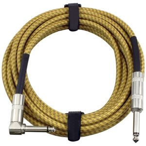 China Durable Braided 3M 10FT Right Angle Straight 1/4 TS Jack Electric Instrument Guitar Patch Cable on sale