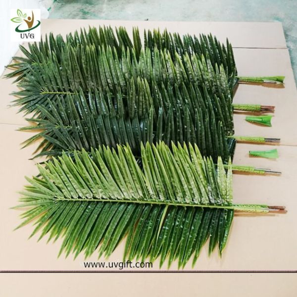 UVG cheap fake indoor plastic palm tree leaves wholesale for party and events decoration PTR062