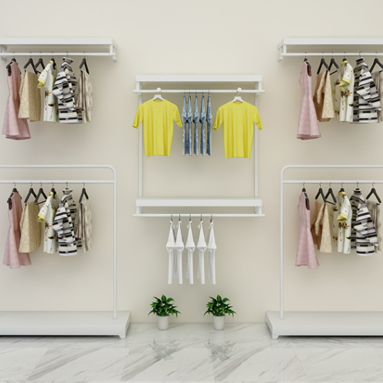 Custom Wooden Cabinet Clothing Display Showcase Interior Design Clothes Shop Fitting