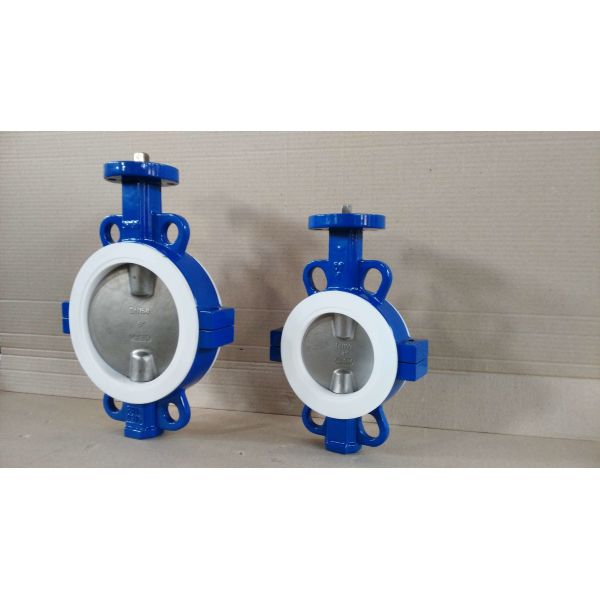 Quality DN100 PTFE Seated Ductile Iron Split Wafer Butterfly Valve wholesale