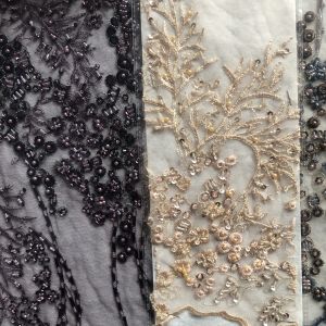 Easily Customizable Luxury 3D Flowers Beaded Embroidery Lace Fabric New Design