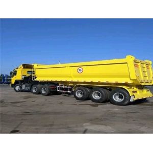 60t Load Capacity Hydraulic Dump Tipper Trailer 3 Axle U Shape Tipping Truck