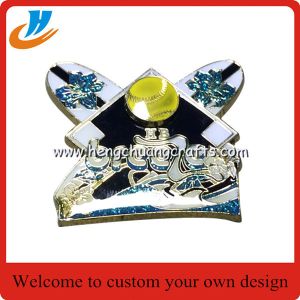 LED flash baseball lapel pin/US baseball metal pin with LED on back