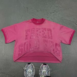 China Custom Acid Wash Distressed Vintage Ringer T Shirt Jersey Graphic Terry Thick Pima Cotton Boxy T-Shirt Retro Streetwear Tee Men on sale