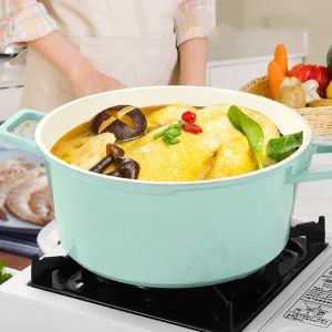Amazon TOP Seller Kitchen Cookware Round Aluminium Enamel Pot Crock Pot Soup