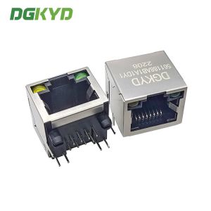 Single Port Tab Up 8P8C Shielded RJ45 Ethernet Socket With Light