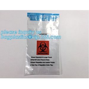 LDPE poly lab biohazard specimen bags with Zip lockk closure, biohazard specimen