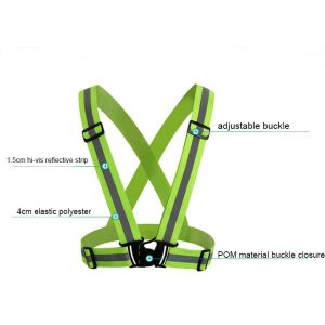 Bicycle Custom Embroidered Reflective Belts Fluorescent Yellow Stretch Vest