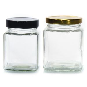 Top Grade Square 180 Ml 280 Ml 380 Ml 500 Ml 730 Ml Glass Storage Jar With Tin